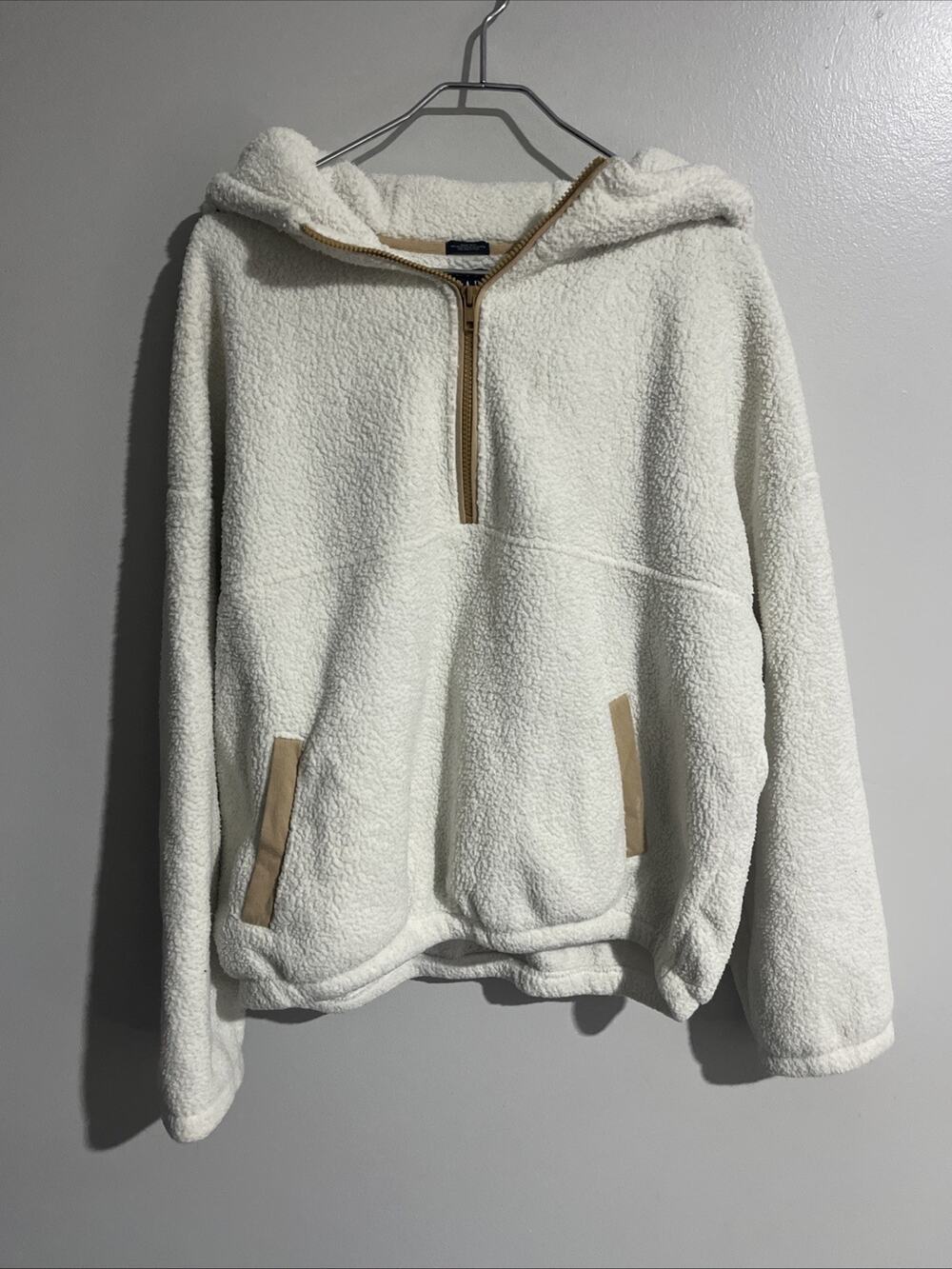 Gap Women’s Cozy Pullover Quarter Zipper Fleece Soft White Size Medium Tall
